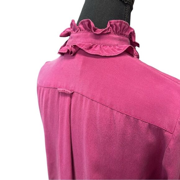 J Crew silk plum colored tie neck button up sz 00- excellent condition - Picture 2 of 10